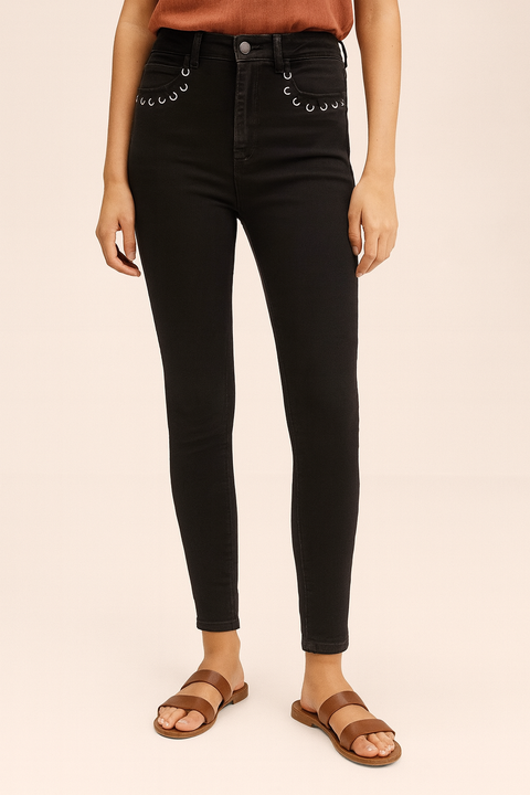 Mango Women's Black High-Rise Skinny Jeans |Mango In Lebanon