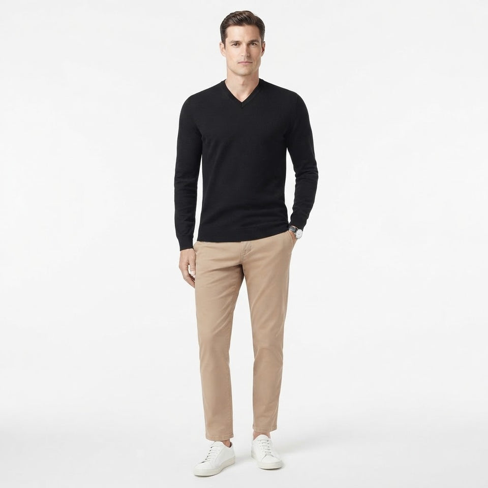 Club Room Men's Black V-Neck Cotton-Blend Sweater