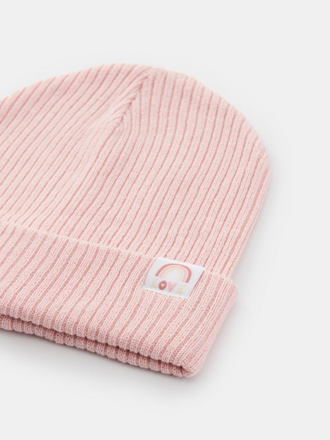 Sinsay Baby Girl's Pink Rib Knit Cotton Beanie Hat | Sinsay In Lebanon