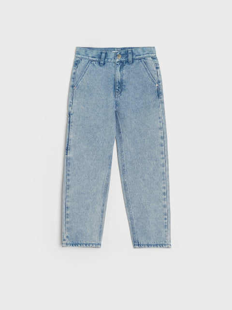 Light blue jeans on a white background