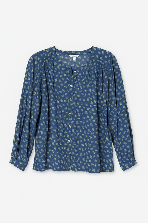 Lucky Brand Women's Navy Floral Printed Detail Blouse| Lucky Brand In Lebanon