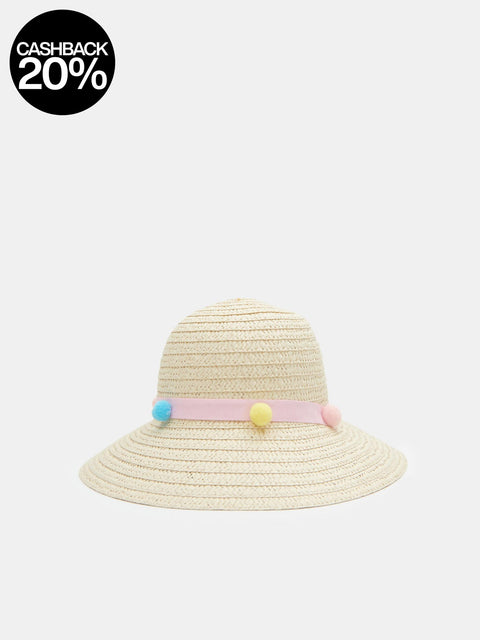 Reserved Girl's Beige Straw Bucket Hat | Reserved In Lebanon