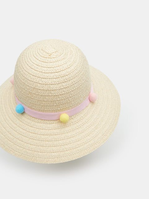 Reserved Girl's Beige Straw Bucket Hat | Reserved In Lebanon