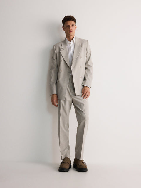 Reserved Men's Light Gray Comfort Fit Viscose Blend Jacket | Reserved In Lebanon