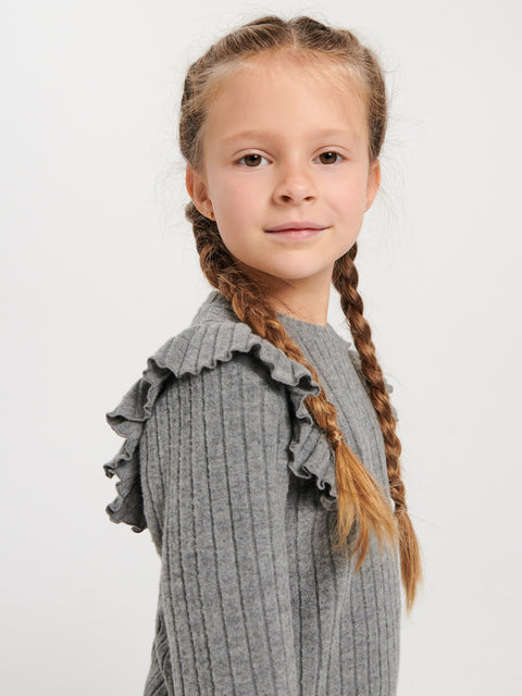 Sinsay Girl's Dark Gray Casual Set Of Pants With Long Sleeve Blouse | Sinsay In Lebanon