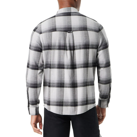 Bass Outdoor Men's Black & Gray Classic Fit Plaid Stretch Pocket Flannel Shirt| Bass Outdoor In Lebanon