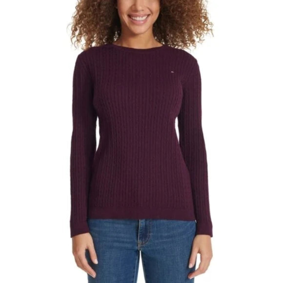Tommy Hilfiger Women's Plum Cable Knit Sweater