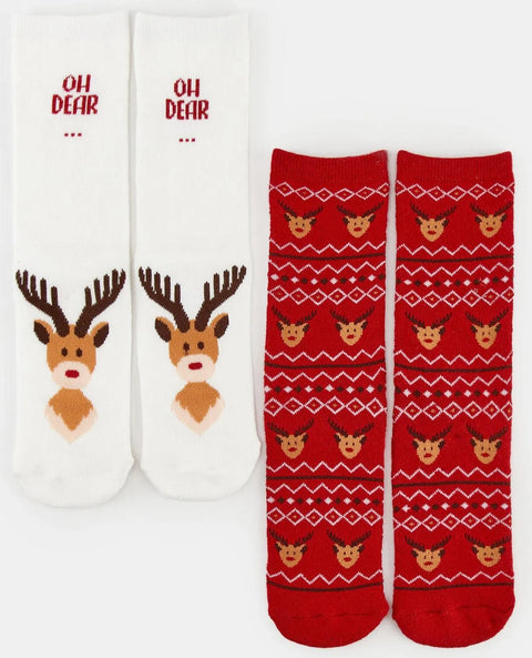 Sinsay Women's White & Red 2 Pack Socks | Sinsay In Lebanon
