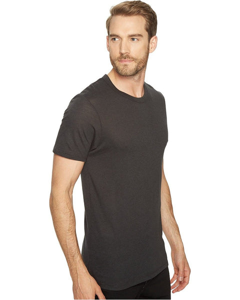 Man wearing a black t-shirt on a white background