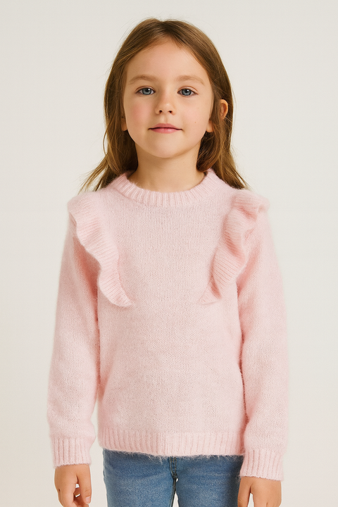 Sinsay Girl's Pink Long Sleeve Flounce Sweater| Sinsay In Lebanon
