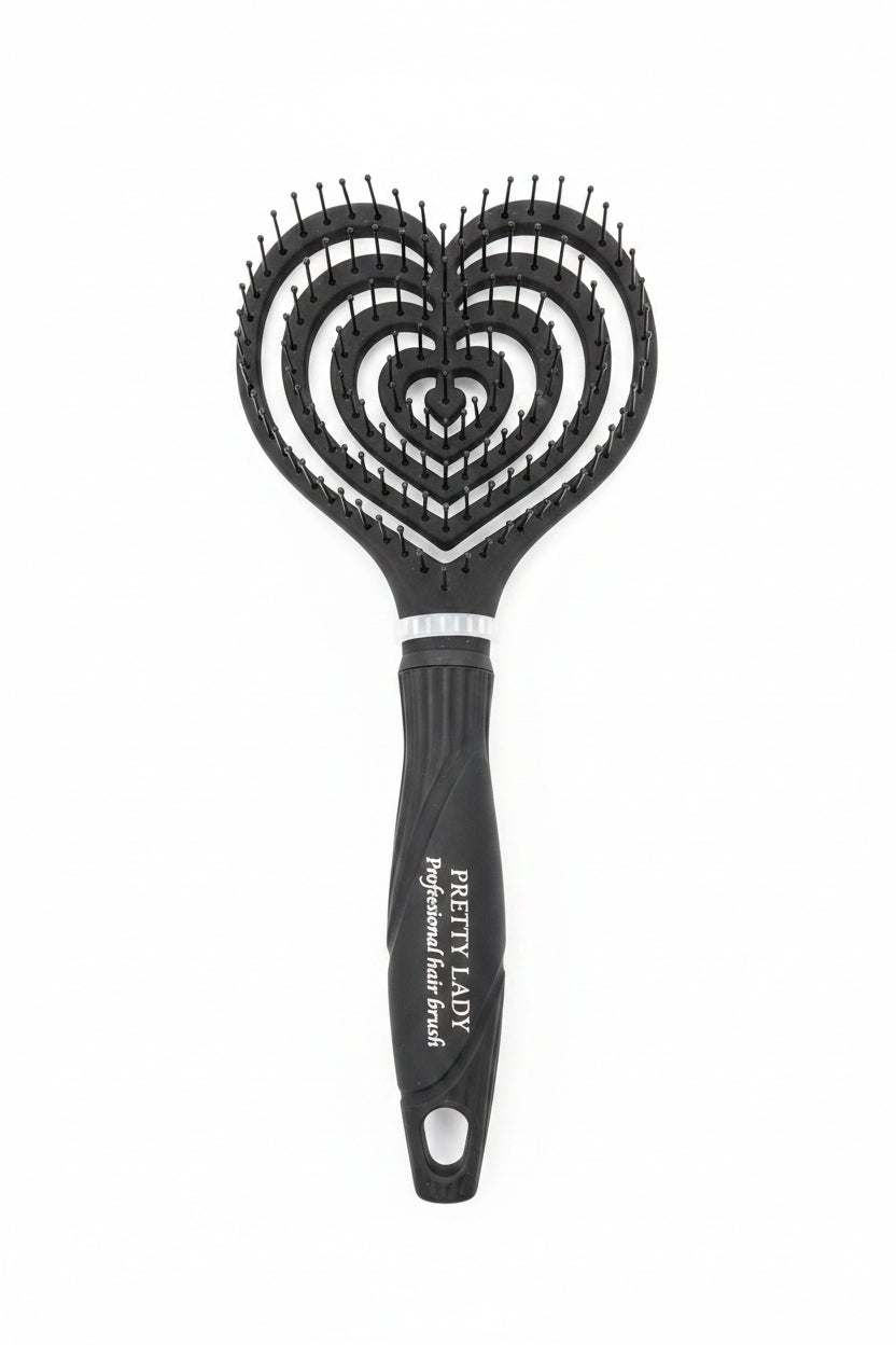 Freddy Heart Shape Flexible Black Vent Hairbrush
