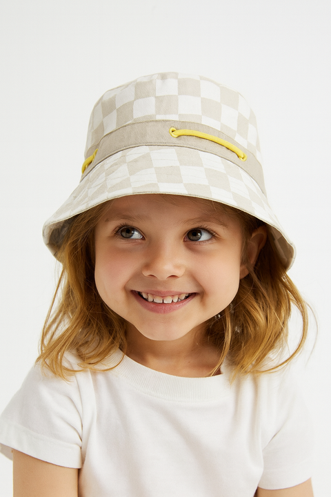 Reserved Girl's White & Greige Bucket Hat | Reserved In Lebanon