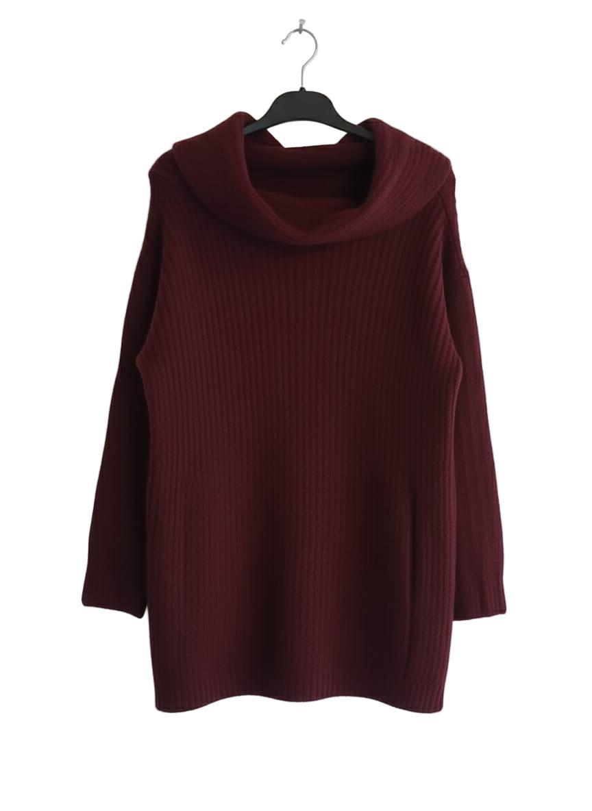 Big Dart Women's Burgundy Turtle Neck Long Sleeve Knitted Mini Dress | Big Dart In Lebanon