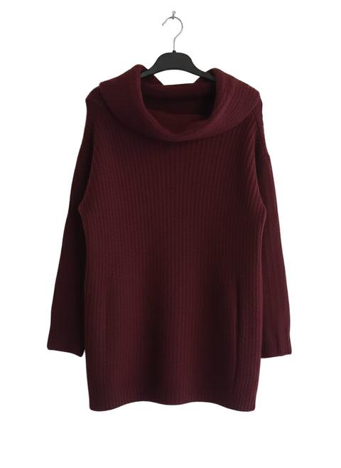 Big Dart Women's Burgundy Turtle Neck Long Sleeve Knitted Mini Dress | Big Dart In Lebanon