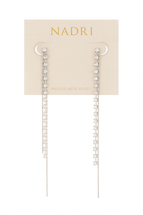 Nadri Women's Silver Long Linear Earrings | Nadri In Lebanon