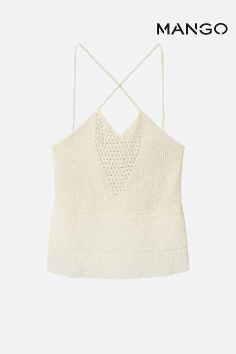 Mango Women's Off-White Sleeveless Top| Mango in Lebanon