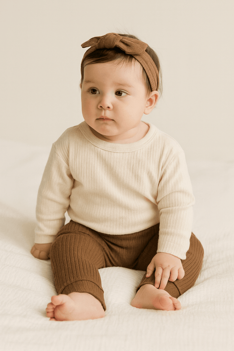 POMPdeLUX Baby Girl's Brown Greenville KT Knit Leggings|POMPdeLUX in Lebanon