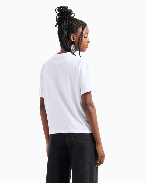 Emporio Armani Women's White Appliqué Logo T-Shirt | Emporio Armani In Lebanon