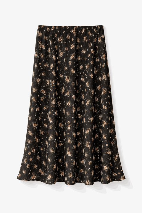 Love Fire Women's Black Multi Floral Pleated Elasticized-Waist Midi Skirt | Love Fire In Lebanon