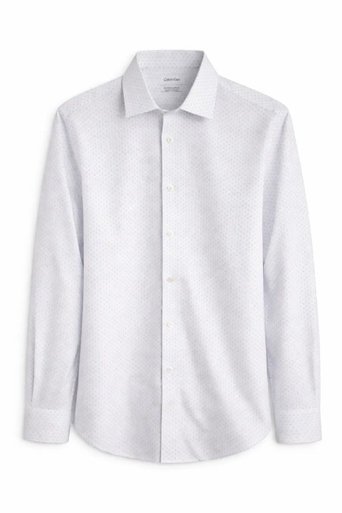 Calvin Klein Men's White Printed Wrinkle Free Fresh Regular Fit Stretch Shirt |Calvin Klein In Lebanon