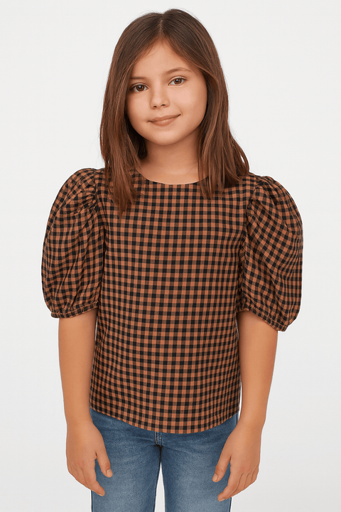 POMPdeLUX Girl's Dusty Rose Short Sleeve Heavy Blouse | POMPdeLUX in Lebanon