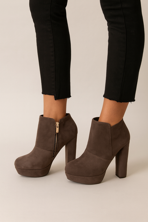 Tata Italia  Women's Gray Suede Heeled Boots | Tata Italia In Lebanon