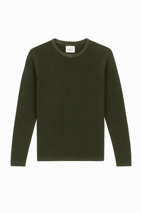 Rebel Men's Dark Green Ribbed Sweatshirt | Rebel In Lebanon