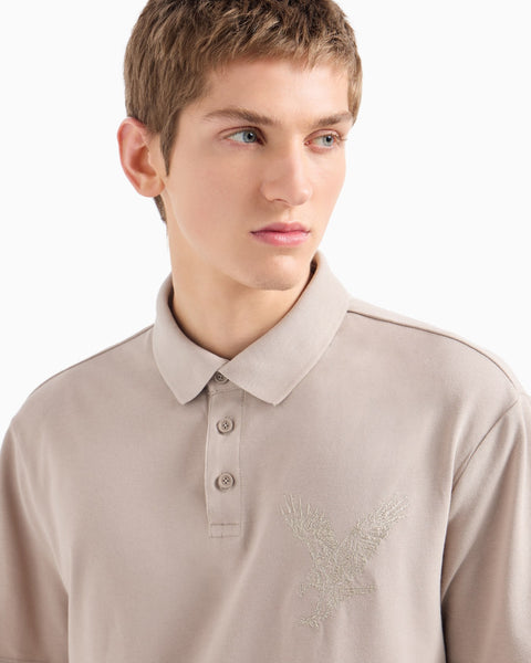 Armani Exchange Men's Beige Organic Cotton Regular Fit Polo T-Shirt |Armani Exchange In Lebanon