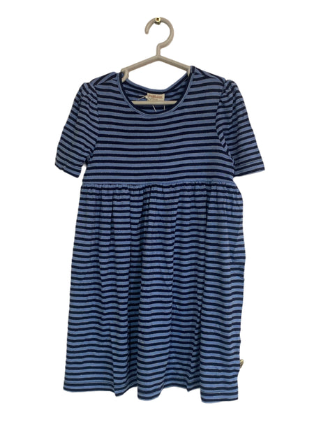 POMPdeLUX Girl's Navy Striped Short Sleeve Dress | POMPdeLUX in Lebanon