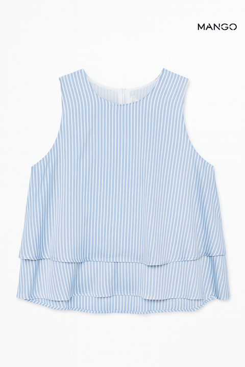 Mango Women's Blue Striped Sleeveless Blouse| Mango in Lebanon