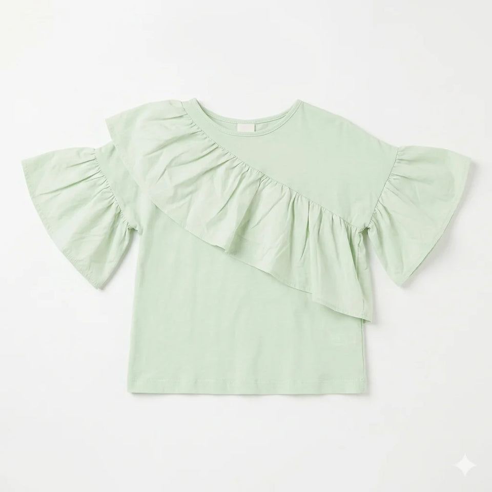 Zara Girl's Pastel Green Short Sleeves Ruffle Blouse | Zara In Lebanon