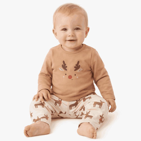 Sinsay Baby Boy's Beige deer Printed Christmas Pajama Set | Sinsay Fox & Bunny In Lebanon
