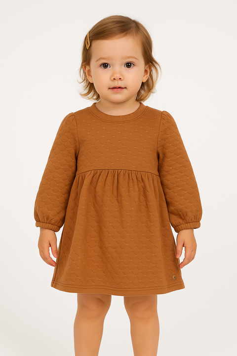 POMPdeLUX Girl's Brown Quilted Dress |POMPdeLUX in Lebanon