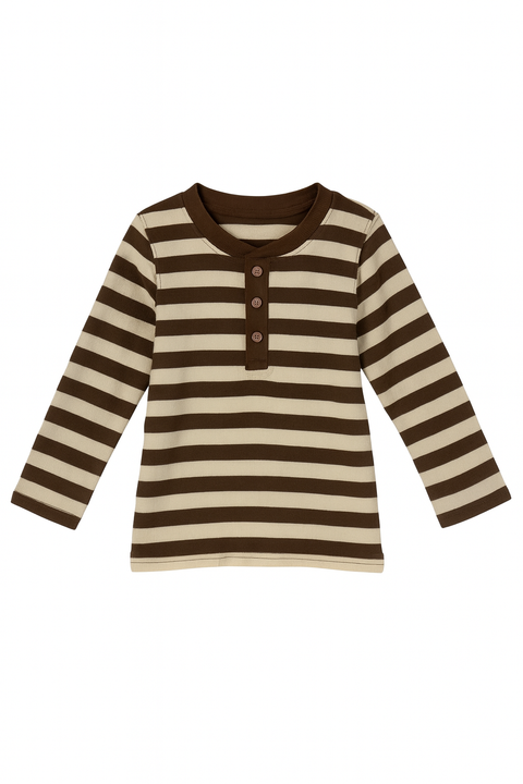 POMPdeLUX Girl's Brown & Beige Long-Sleeve Blouse | POMPdeLUX in Lebanon