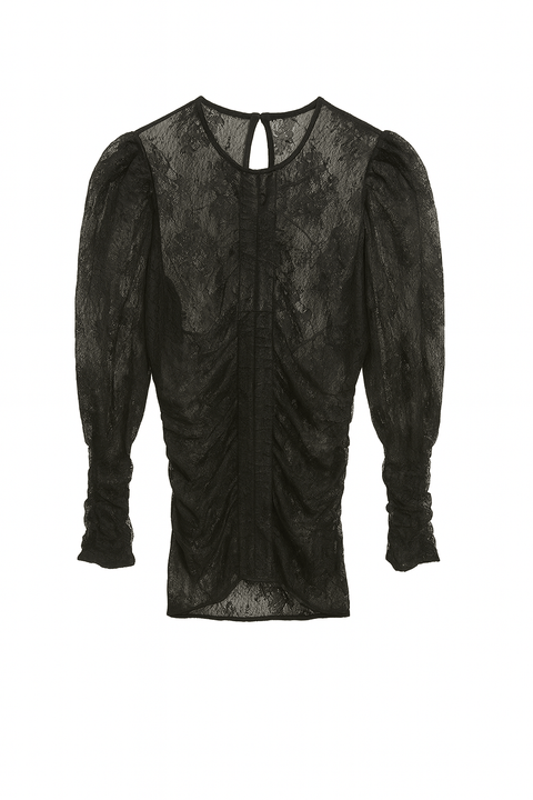 Mango Women's Black Lace Long-Sleeve Blouse| Mango in Lebanon