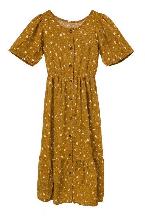 POMPdeLUX Girl's Brown Kimmie Maxi Dress |POMPdeLUX in Lebanon