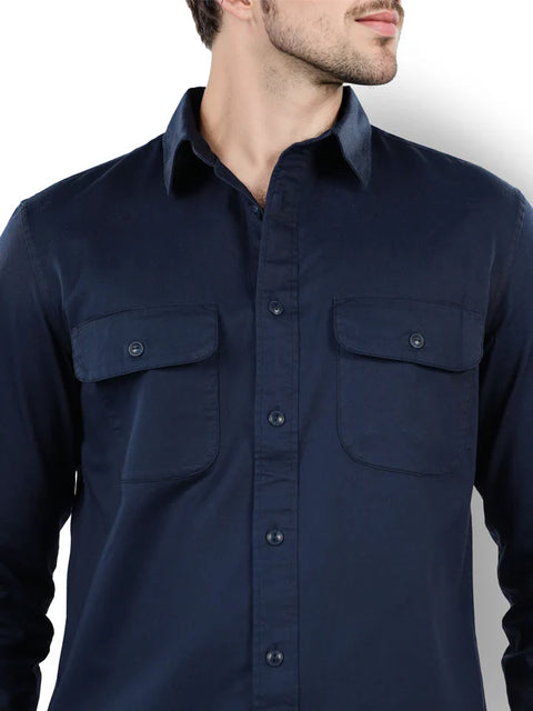 Celio Men's Navy Solid Regular Fit Shirt | Celio In Lebanon
