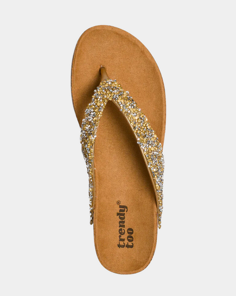 Trendy Too Women's Gold flip flops Slipper TGEN028 SI579 shr