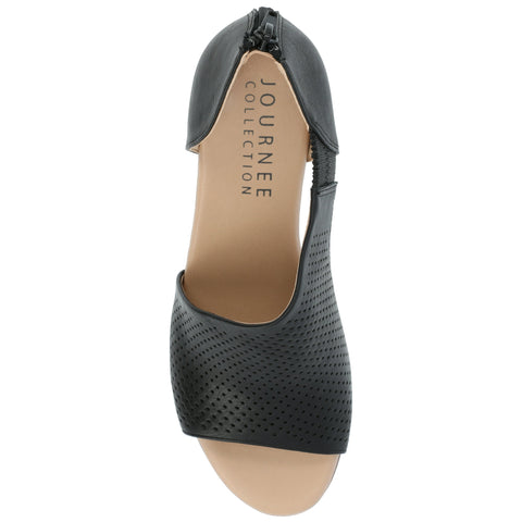 Journee Collection Women's Black Zip Peep Toe Wedge Sandals | Journee Collection In Lebanon