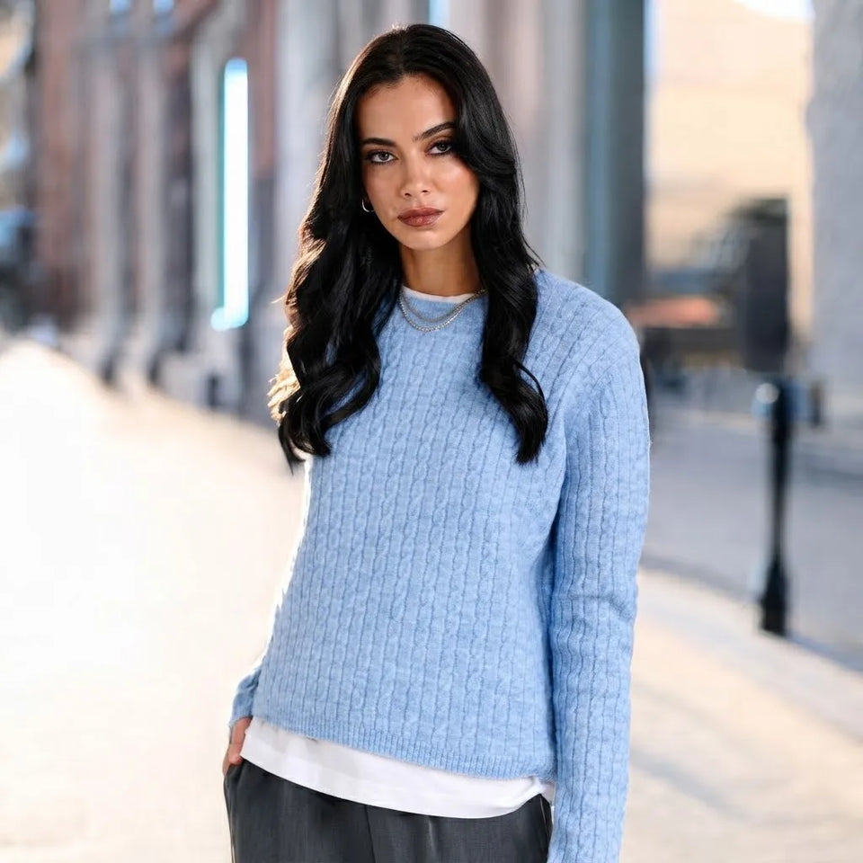 Sinsay Women's Light Blue Round Crew Neckline Knit Sweater
