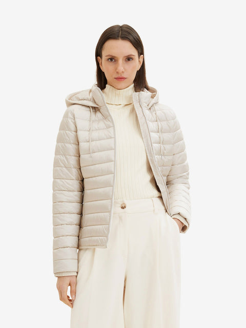 Tom Tailor Women's Silver Quilted Hooded Winter Jacket |Tom Tailor In Lebanon