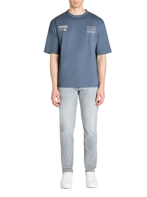Celio Men's Blue Oversized Round Neck Cotton T-Shirt | Celio In Lebanon