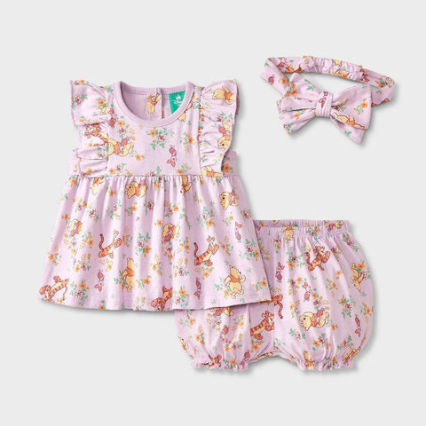 Disney Baby Girl's Purple 3pc Winnie The Pooh Top & Bloomer Shorts Set With Headband  | Disney In Lebanon