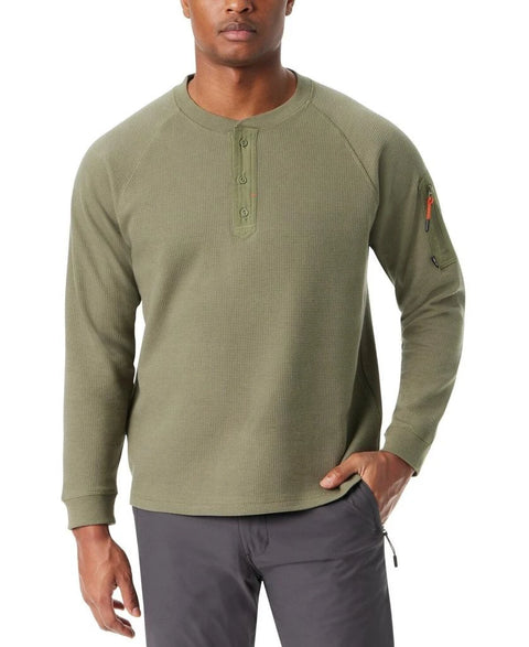 Bass Outdoor Men's Green Henley Neck Relaxed Fit Blouse | Bass Outdoor In Lebanon
