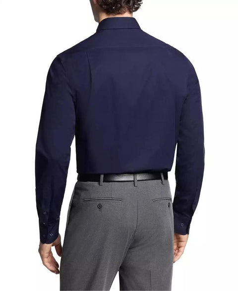 Tommy Hilfiger Men's Navy TH Flex Essentials Regular-Fit Stretch Dress Shirt |Tommy Hilfiger In Lebanon