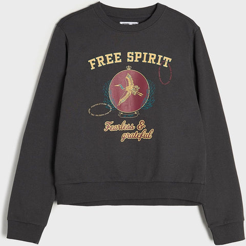 Sinsay Girl's Dark Grey With Print Sweatshirt  | Sinsay in Lebanon