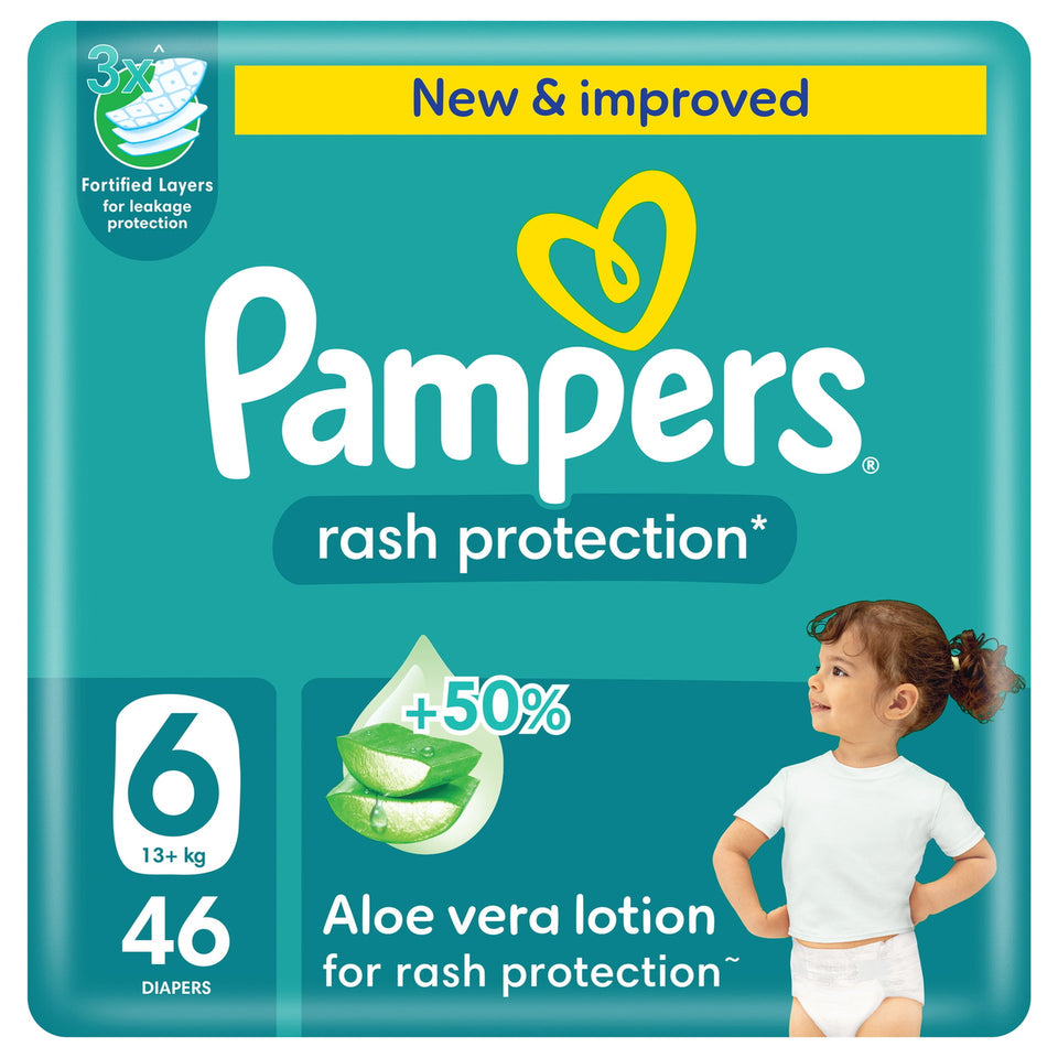 Pampers Rash Protection Taped Diapers Size 6 (13+ kg) 46 Diapers | PampersIn Lebanon