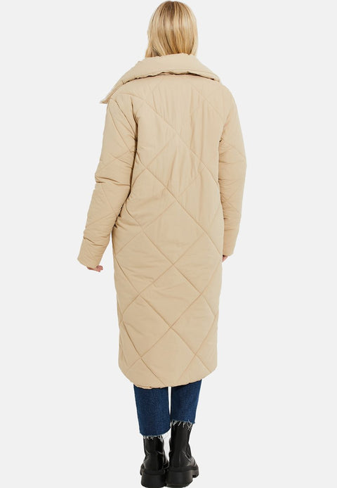 Threadbare Women's Beige Quilted Hooded Coat | Threadbare  In Lebanon
