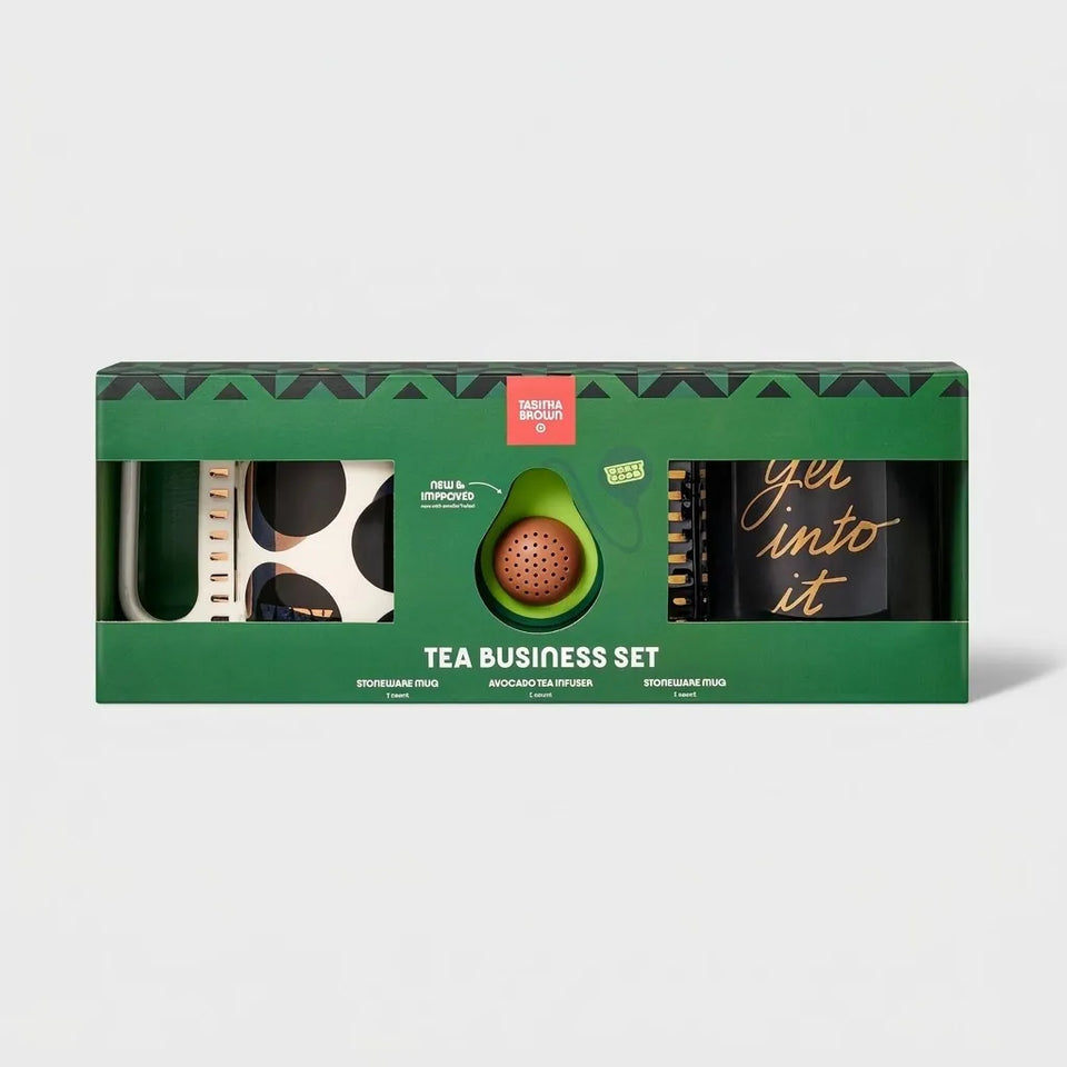 Tabitha Brown Tea Business 3-Piece Stoneware Mug and Avocado Infuser Gift Set