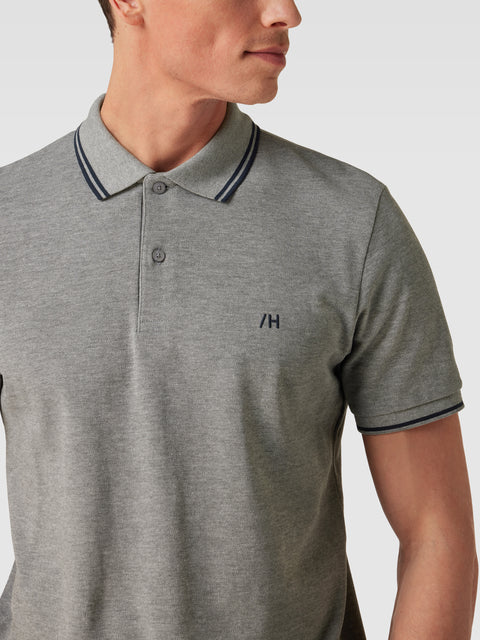 Selected Homme Men's Grey Logo Embroidered Textured Polo T-Shirt | Selected Homme In Lebanon